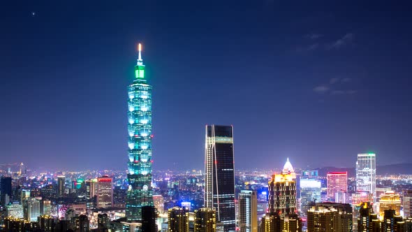 Timelaspe of Taipei city view at night