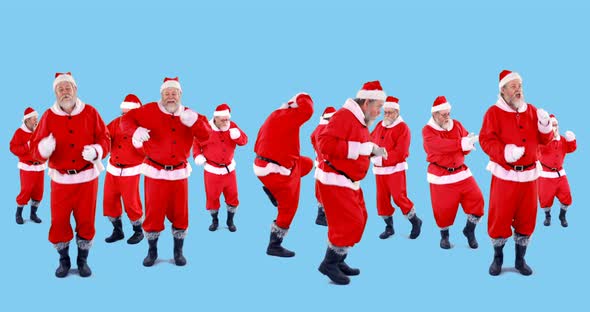 Group of santa claus dancing 4k