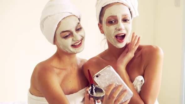 Beautiful Woman Having a Facial Treatment at Spa