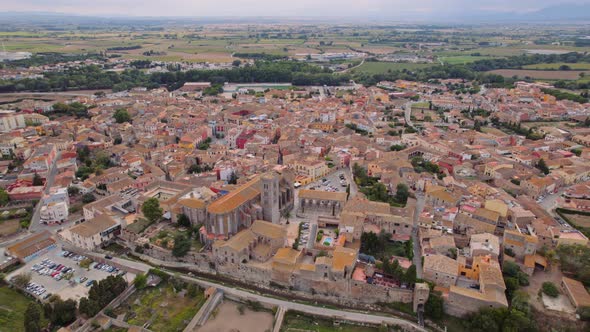 Drone Flight Over Castello D'Empuries Town