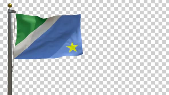 Mato Grosso Do Sul Flag (Brazil) on Flagpole with Alpha Channel - 4K