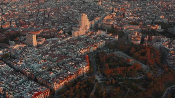 Aerial Panoramic Footage of City at Sunset