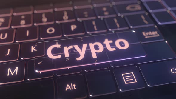 Futuristic Computer Keyboard and Transparent Crypto Window alt