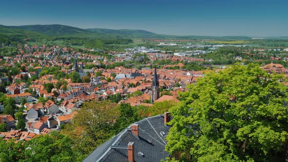 View From the Top of the Picturesque Town of Wernigerode. Visible in the Distance the Town Hall
