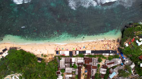 Aerial view of beauty of krakal Gunungkidul beach, Yogyakarta.