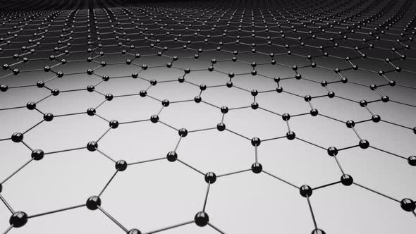 Black and white background of a hexagonal 3d grid