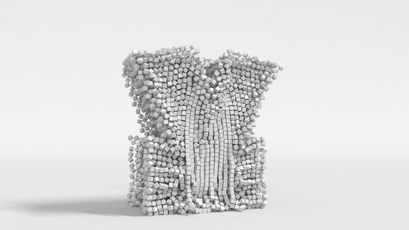 Collapsing Yen Sign Made of Blocks alt