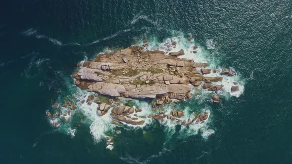 Pombeiro, top view of rocky island, Galicia, Spain