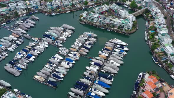 Top view of Hong Kong yacht club in Sai Kung