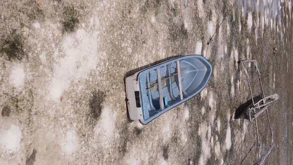 Vertical Video of Low Tide in the Ocean Near the Coast of Zanzibar Tanzania Aerial View