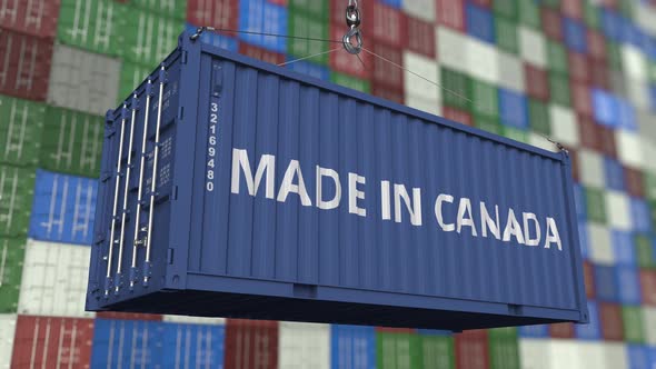 Container with MADE IN CANADA Caption