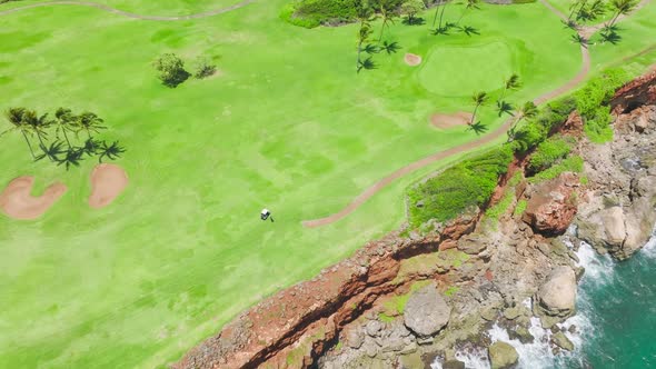 Hawaii Nature Beach Background Scenic Golf Course Landscape at Pacific Ocean