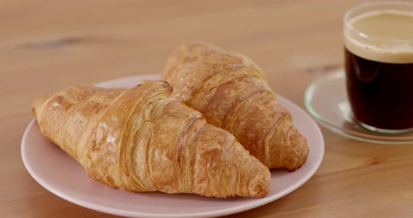 Hot coffee and Croissant 