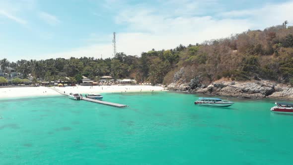 Crystal clear turquoise waters of Koh Racha Yai island. Holidays in diving paradise