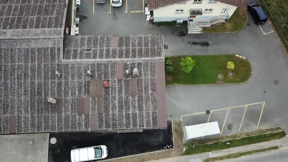 Rooftop of a house and a road, top view by a mavic drone. aerial view. Morges, Switzerland