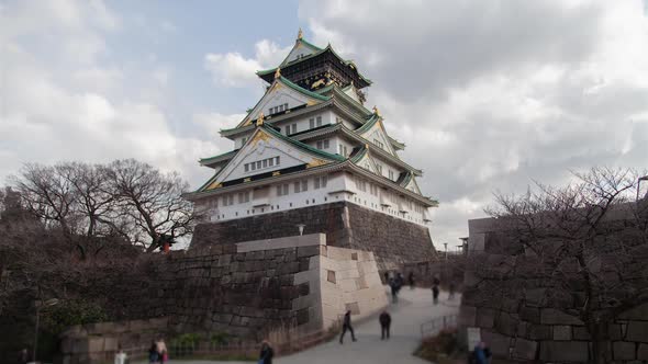 Osaka Ancient Samurai Castle Stone Fence Timelapse