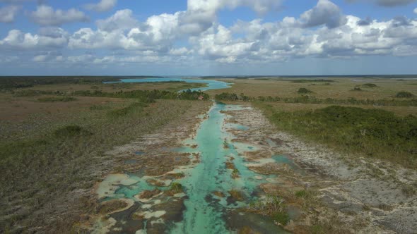 Los Rapidos Lagoon in Bacalar Mexico