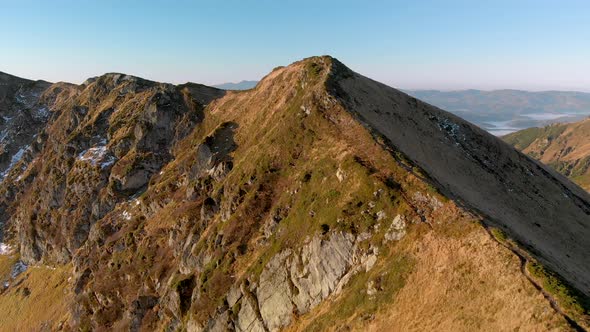 Aerial Unveil Mountain Valley at Sunrise