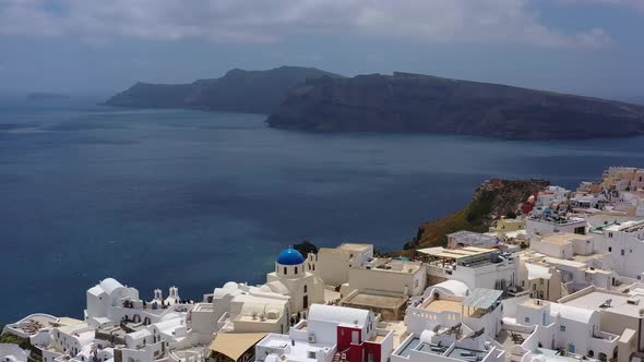 Aerial view of Oia town on Santorini island