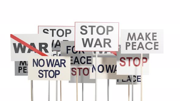 Protest against the war. Demonstration with posters.