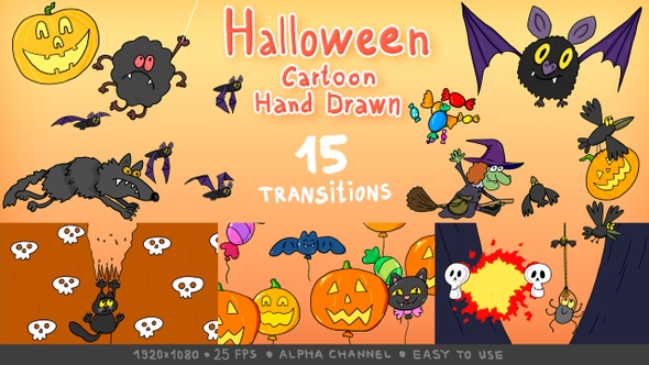 Halloween Сartoon Hand Drawn Transitions