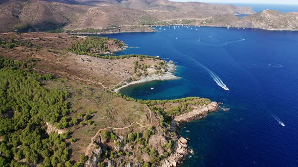 Drone Over Coastline And Blue Sea Of Cap De Creus