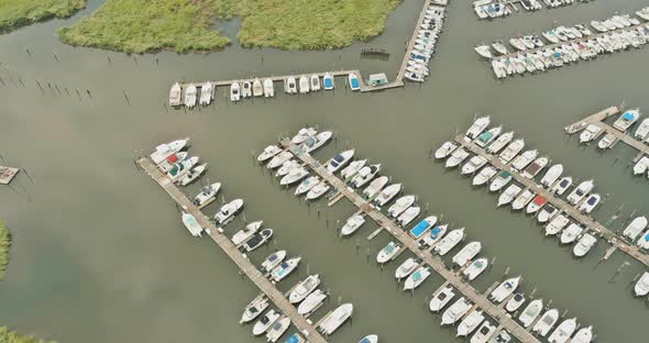 Aerial View of Harbor with Many Boat in New Jersey USA