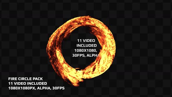 Fire In A Circle Logo Pack - 12 Video, 1080x1080, 30fps, Alpha Channel alt