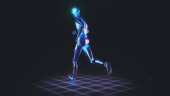 Abstract Running Retro Robot 4k