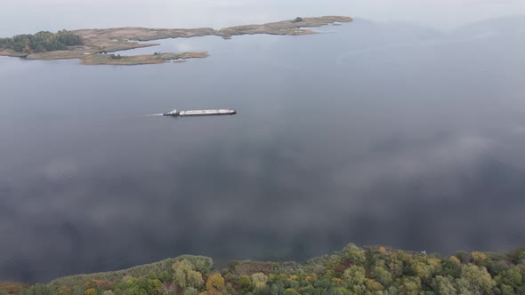 Aerial View of the Dnipro River - the Main River of Ukraine