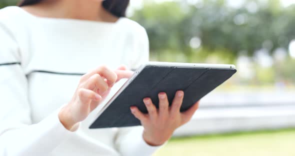 Woman Holding with Digital Tablet Computer