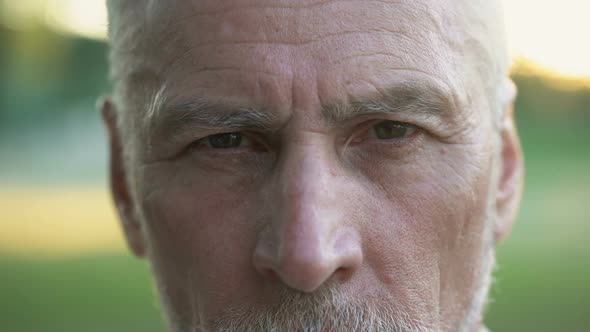 Portrait of Serious Thoughtful Man Looking Into Camera, Retirement and Future