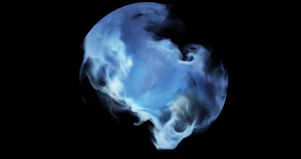 Abstract smoke clouds in sphere. particles flowing around sphere alt