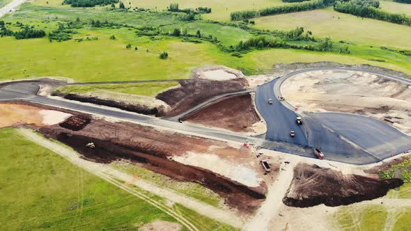 Aerial View of Road Construction of Testing Ground for Cars