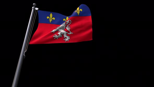 Flag Of Lyon City (France) With Alpha Channel 4K