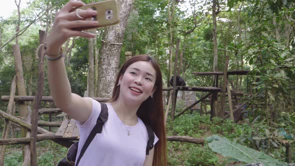 Asian Girl Selfie At Zoo