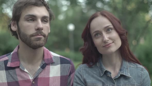 A Guy and a Girl on a First Date. First Kiss. Slow Motion