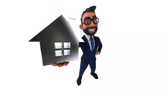 Fun 3D cartoon animation of an indian businessman