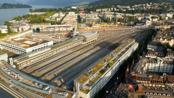 City of Lucerne in Switzerland From Above  Aerial View