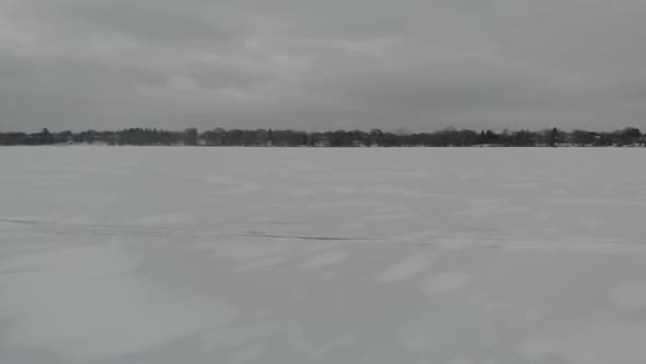 Winter landscape frozen lake snow covered