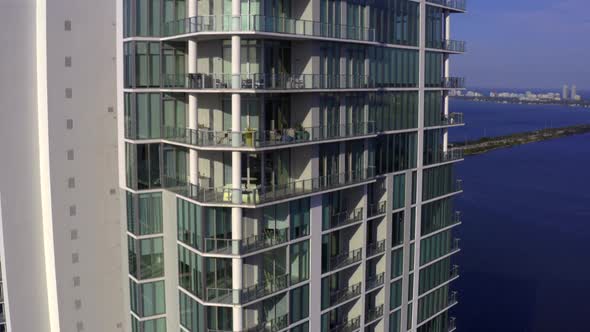 Modern Miami Balconies Aerial Tilt Down Tilt Down Reveal 