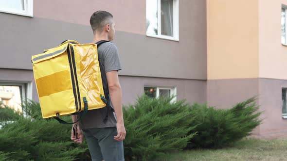 Food Delivery to Your Door in a Yellow Thermo Backpack