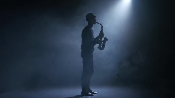 In the Spotlight Musician Man Playing the Saxophone, Smoky Studio