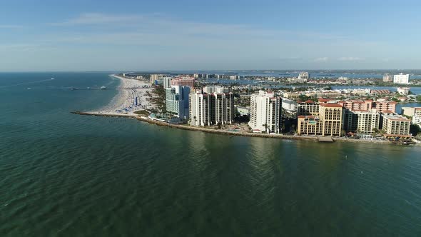 Aerial view of Clearwater and the ocean shore