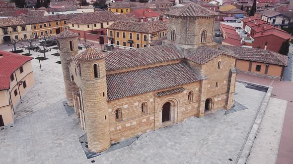 Aerial View of Famous Romanesque Church San Martin De Tours in Fromista Palencia Spain