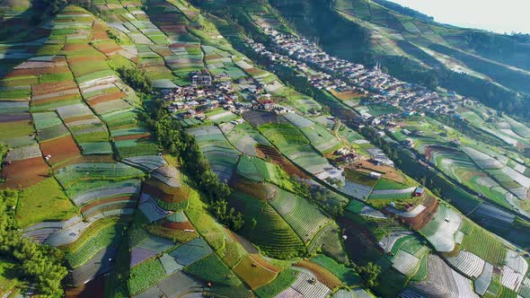 Aerial view of the Nepal van java is a Rural tour on the slopes of mount sumbing