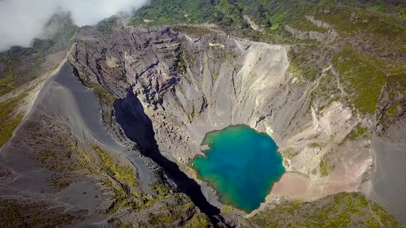 Aerial view of Irazu volcano crater lake in Costa Rica.