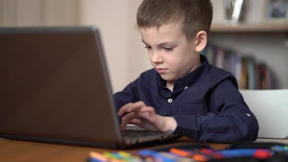 Happy School Student on Remote Learning