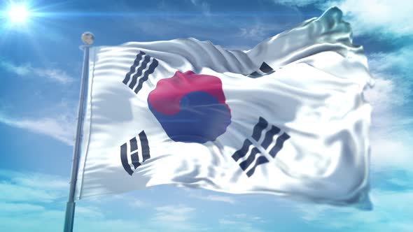 4K 3D South Korea Flag