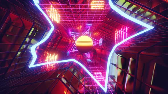 Retro Neon Light In Star 01 4K alt